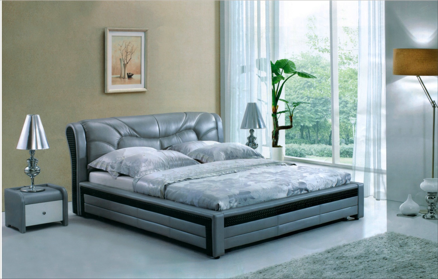 欧式优雅简约时尚实用双人软体皮床图片,欧式优雅简约时尚实用双人软体皮床图片大全,南康市鑫豪尚家具-